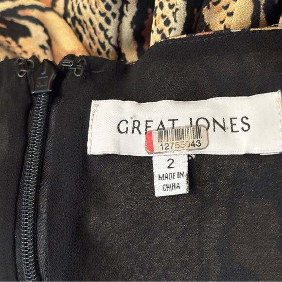 Great Jones Tan Black Snake Print Drape Neck Racerback Maxi Dress 2 - Picture 11 of 11